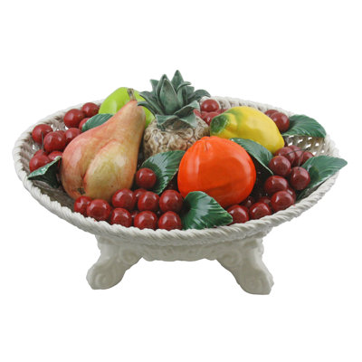Crain Large Authentic Capodimonte Porcelain Fruit Bowl Centerpiece