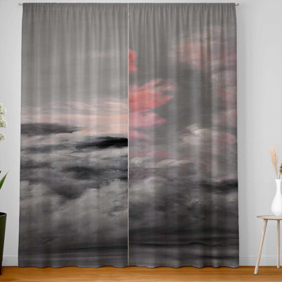 Pink Clouds Blackout Window Curtain Pair for Home Decor