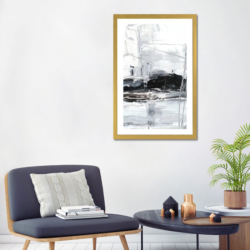 «Winter Lightning II» par Ethan Harper - reproduction d'art, H 32 po x l 24 po x P 1 po, Papier encadré doré, Blanc