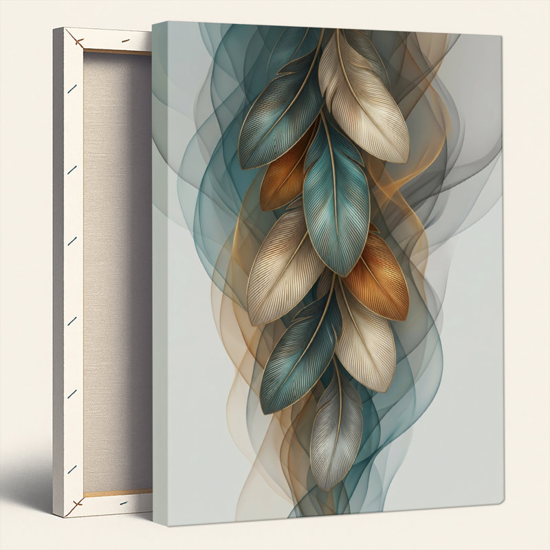 Feather Waves, reproduction d'art sur toile, ensemble de 1, Wrapped Canvas, 48"H x 36"W