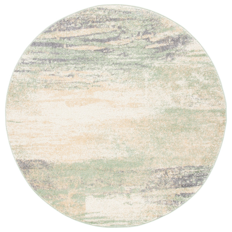 Tapis ivoire / sauge Azadeh, Rond 5 pi
