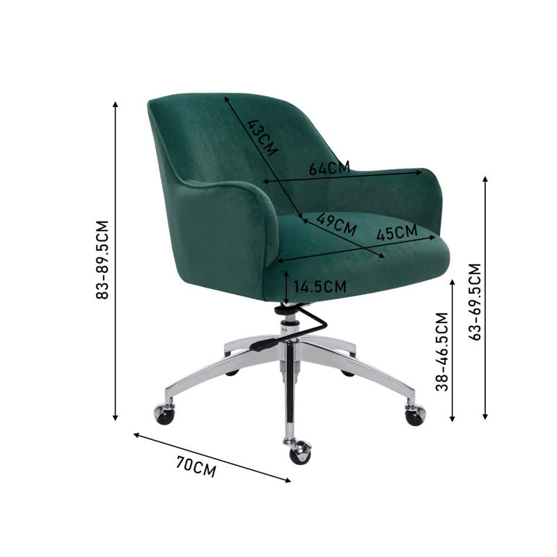 Galilea Velvet Office Chair, Green