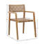 Deeta Indoor-Outdoor Sanded Natural/Medium Brown Finish Teak and Synthetic Rattan Arm Chair, Set of 2