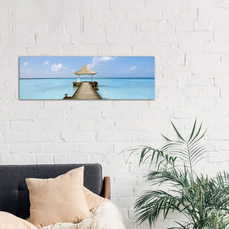 Beach & Pier The Maldives by Panoramic Images - No Frame Panoramic Print on Canvas, 121.92 cm H x 40.64 cm W x 1.91 cm D