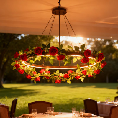 2 PCS 7,5 pi guirlande de fleurs, guirlande de roses artificielles, panier suspendu mariage arche décoration de fond de jardin