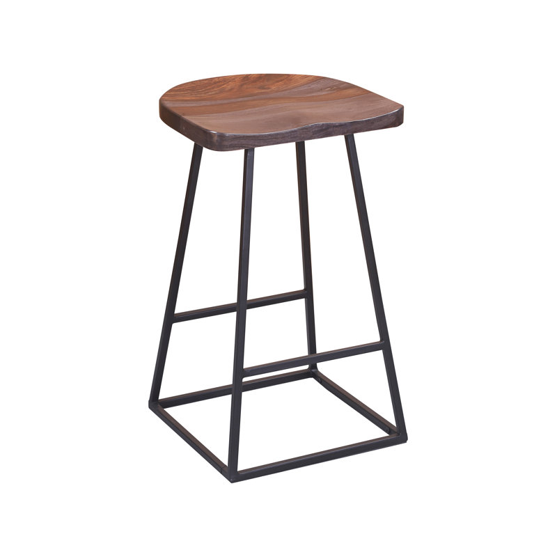 Tabouret de bar 17 po en bois massif 17 étages Evis, blanc, Tabouret de comptoir (siège d'une hauteur de 24 p, Gris