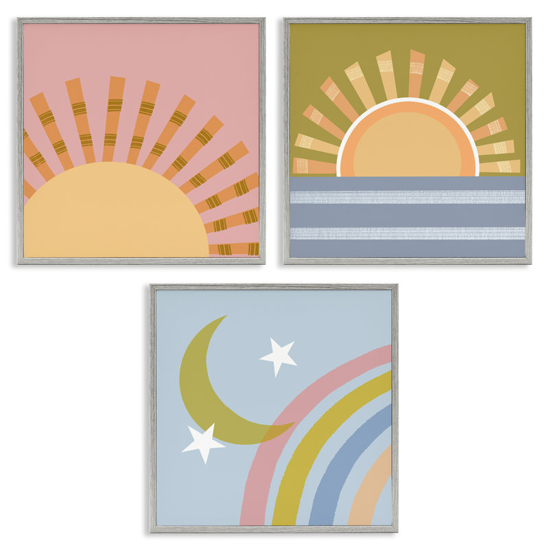 «Rising Sun & Moon», ensemble de 3 estampes numériques par Tina Finn, Estampe numérique Farmhouse, H 12 po x l 12 po