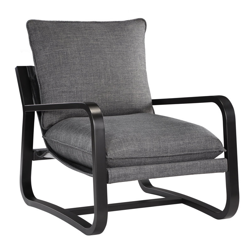 Chaise Sling avec coussin d'assise réversible 100% tissu de couleur gris anthracite et bronze, Gris anthracite