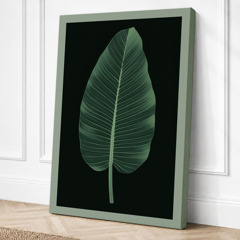 Tropical Leaf Study Botanical - Wrapped Canvas, 36x24 - 91.4 x 61.0 cm, Sage Border