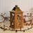 Natural with Copper Roof Wooden Lantern with Battery Operated Candle