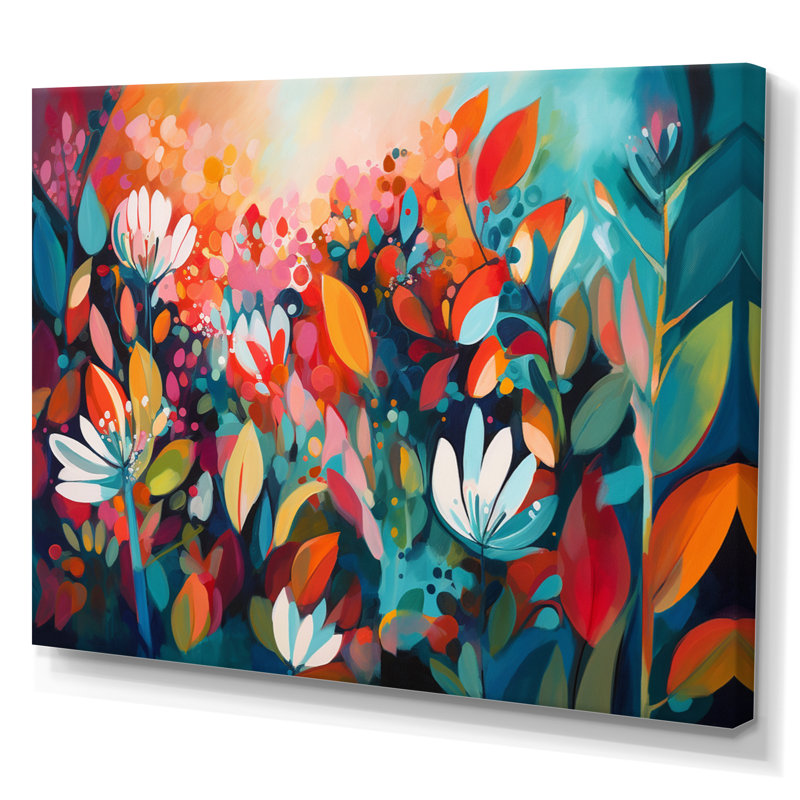 «Ryter Red Vibrant Garden Symphony VI», reproduction sur toile, H 24 po x l 32 po x P 1 po, Toile tendue