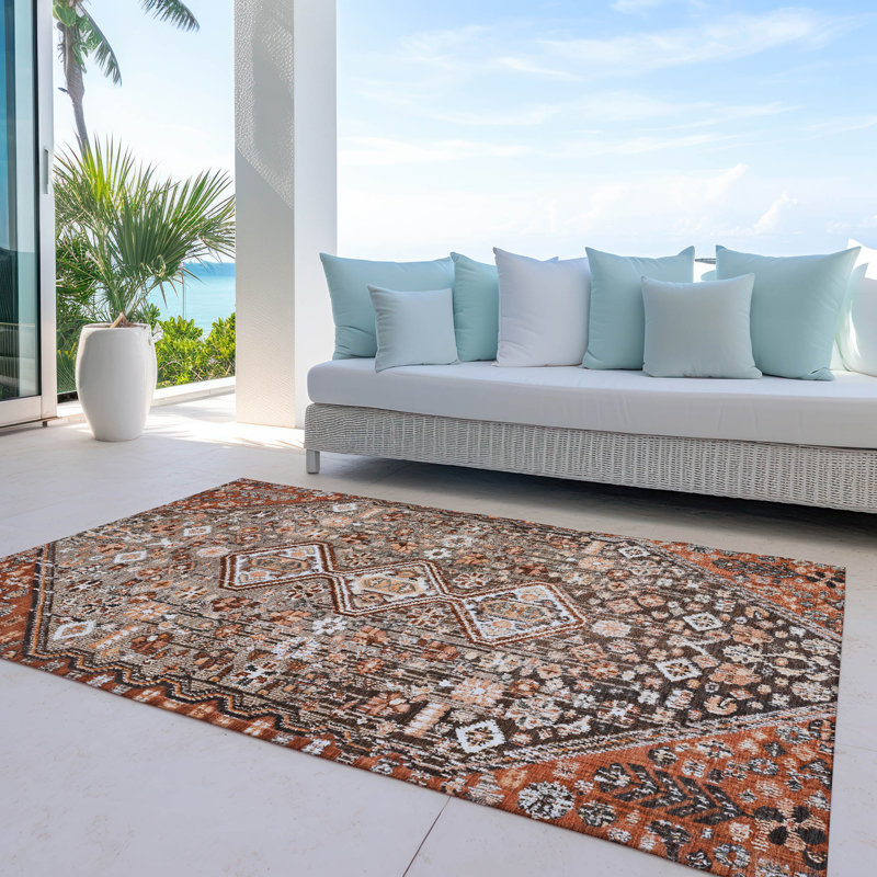 Tapis fudge Xhevrie intérieur / extérieur lavable à la machine, Rectangle 9 pi x 12 pi