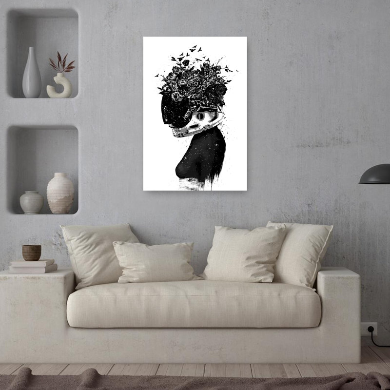 Cosmic Floral Head Abstract Contemporary Flower Landscape Wall Art Print 1 Piece Wrapped Canvas Wall Art