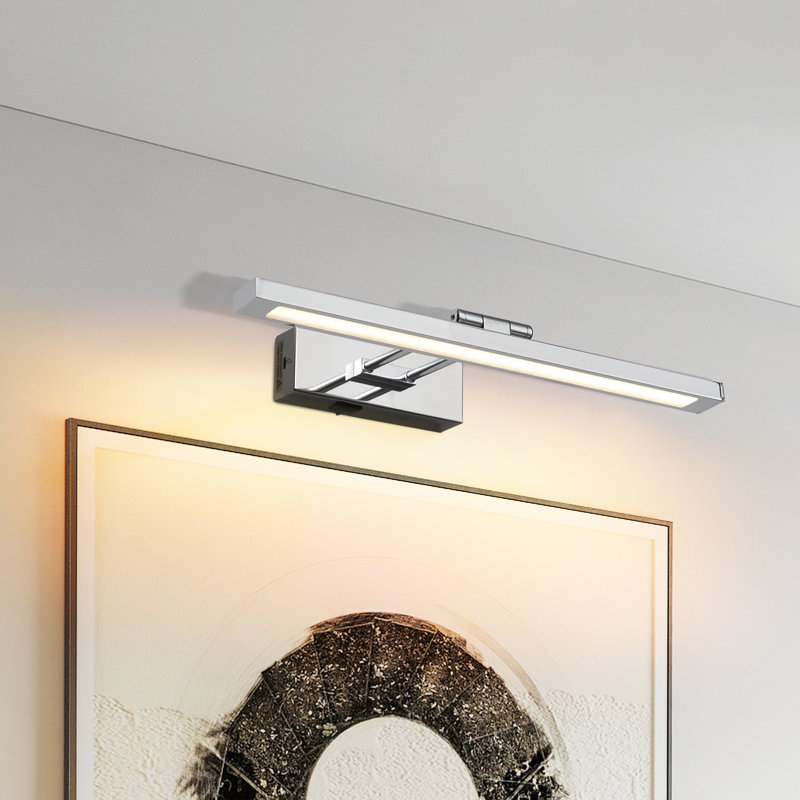 16 in. Wall Sconce for Art Painting Adjustable Swing Arm for Display, Chrome