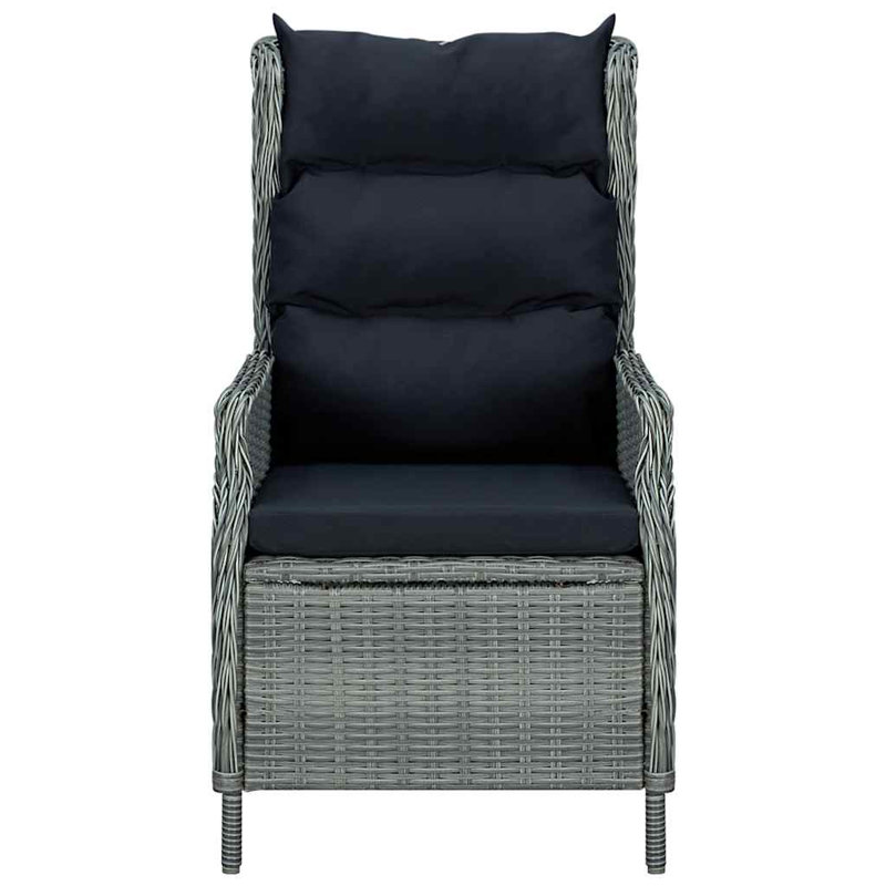 Chaise de patio inclinable avec coussins Brilliance, Noir, gris