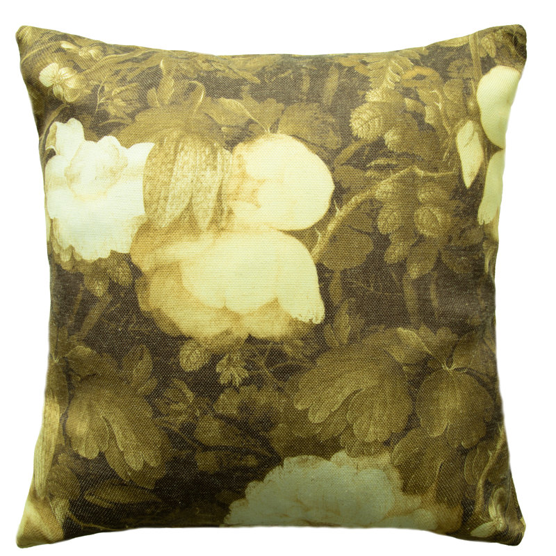Kora Floral Square Cushion Cover, Yellow