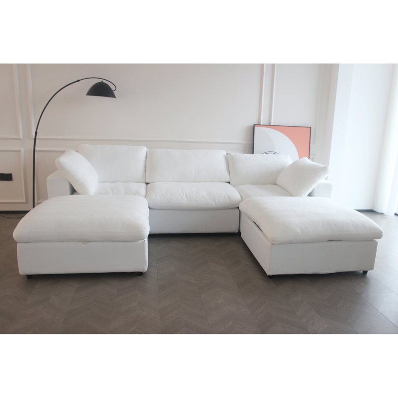 Canapé modulaire moderne à 5 places avec canapé-lit modulaire et canapé-lit d'appoint 3 places et 2 repose-pieds