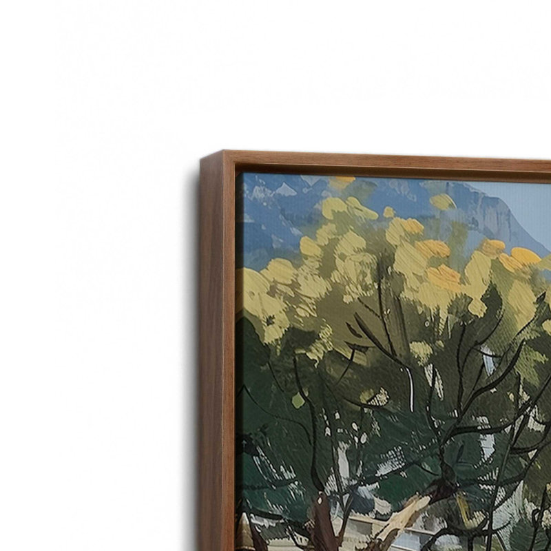 Vue de la côte d'Amalfi I, H 31 po x l 21 po, Toile avec cadre, Noyer