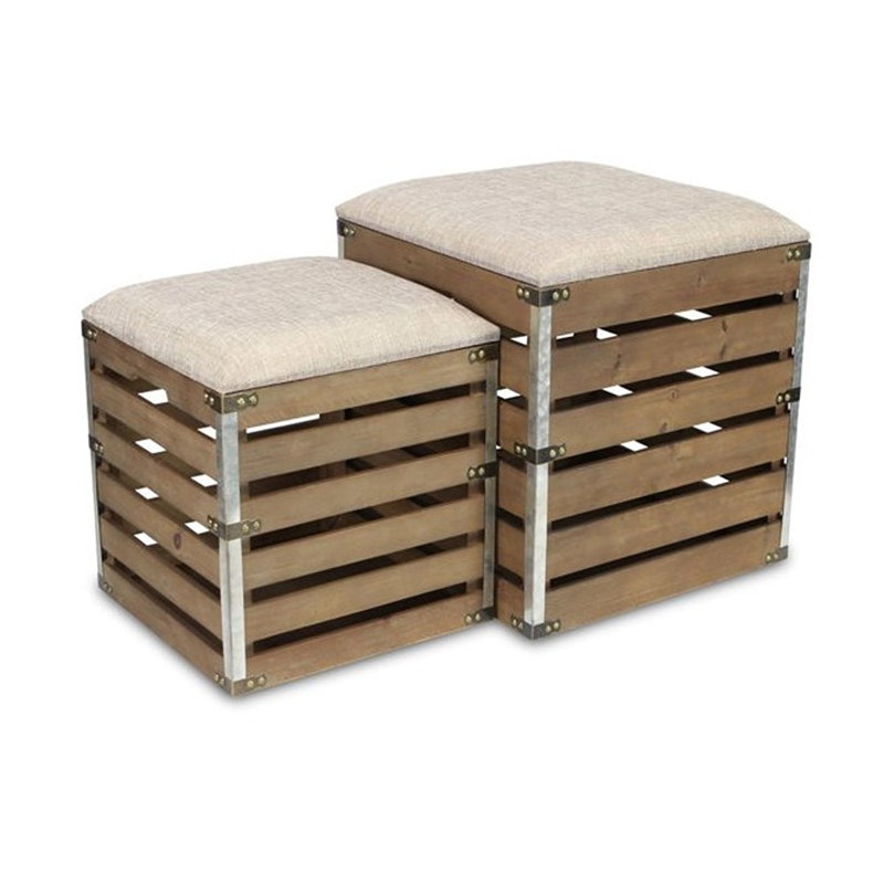 Repose-pieds cube Prochaska, Lin 100 % brun