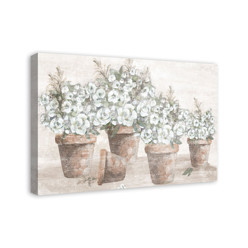 Floral pots naturels sur toile