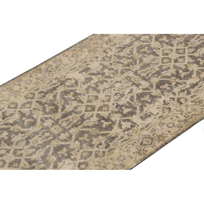 Distressed Homage Hand Knotted Wool Geometric Area Rug, Runner 2'6" x 12'
