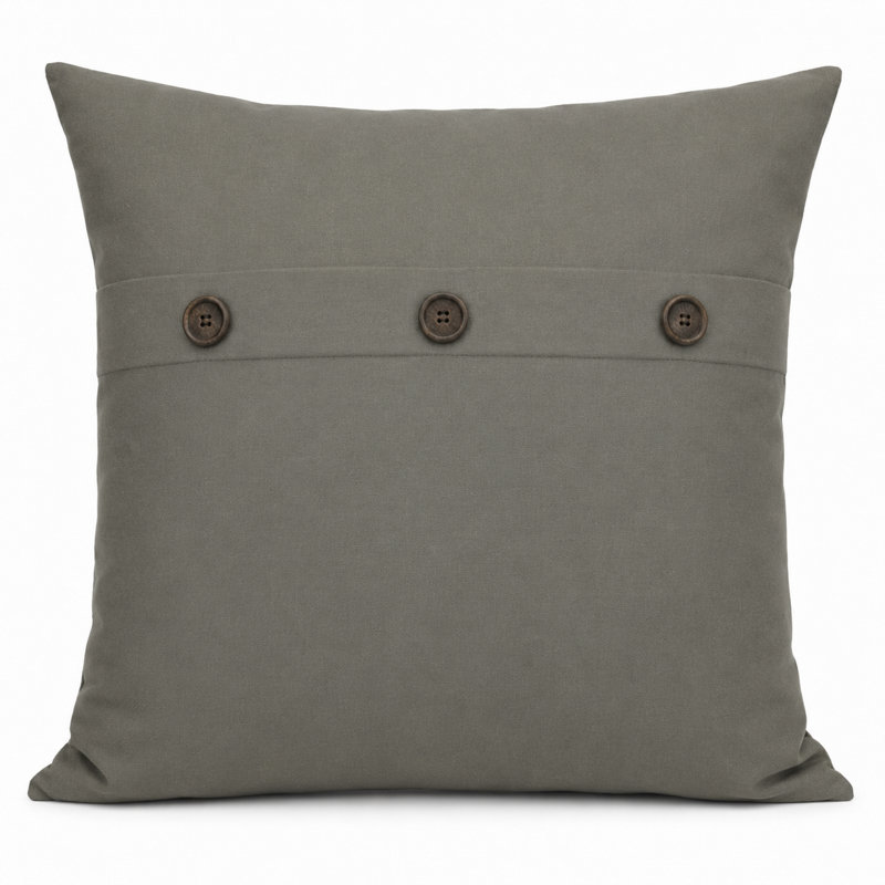 Solid Button Down Blend 20" Throw Pillow, Charcoal