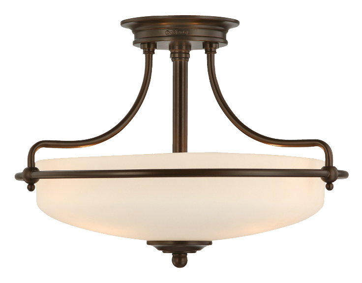 Rockwood Glass Semi Flush Mount, Palladian Bronze Metal