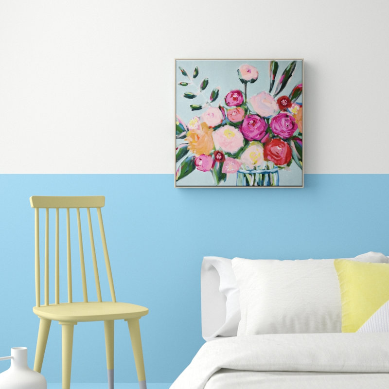 Summerlong by Taylor Lee - Painting, Brown Wood Frame, 62.5 cm H x 62.5 cm W x 4 cm D