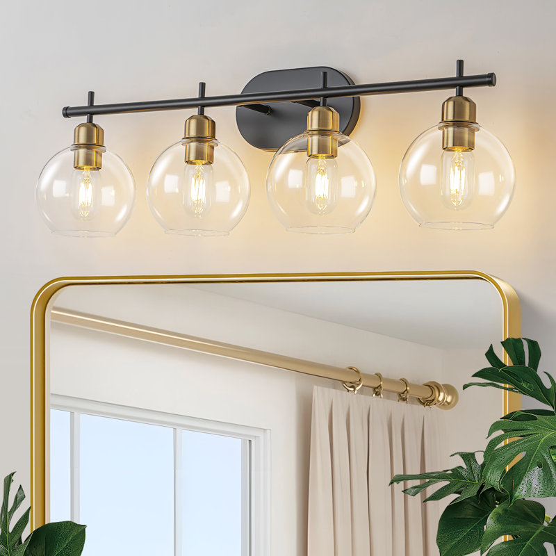 Éclairage pour meuble-lavabo à 4 lumières à intensité variable Glausen, Or brossé