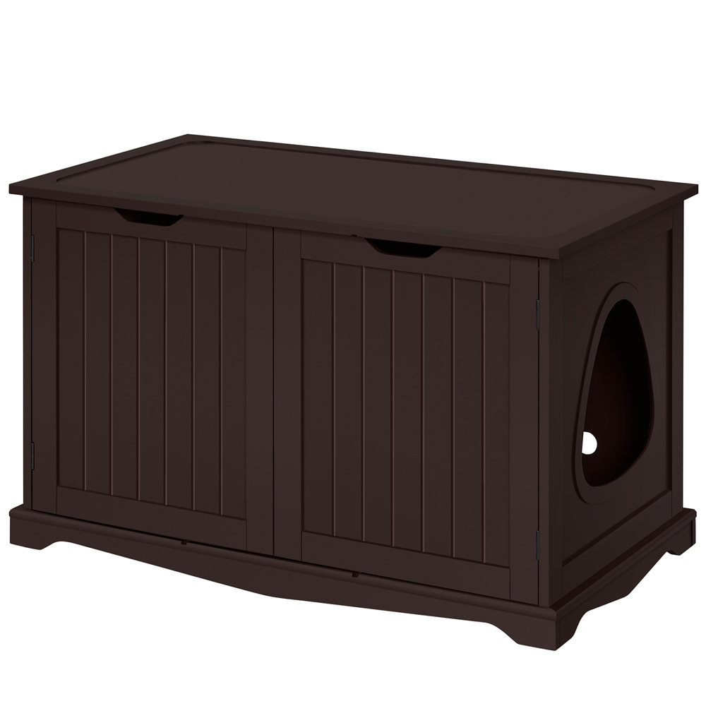 37.5″ L × 21″ W × 23″ H Wooden Cat Litter Box Enclosure With Divider Tucker Murphy Pet™ 