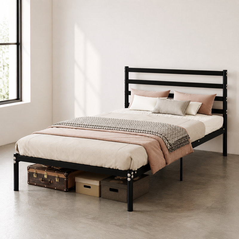 Sommier plateforme de lit plateforme en métal robuste avec grand espace de rangement sous le lit, fabrication stable et durable