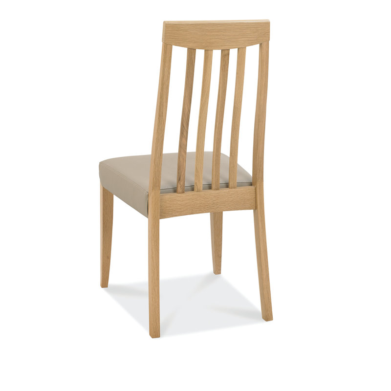 Izzie Upholstered Slat Back Side Chair, Oak, Beige