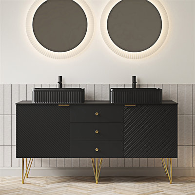 Meuble-lavabo autoportant avec lavabos