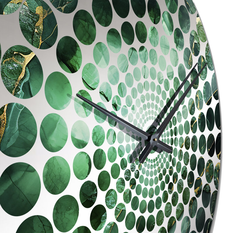 Green Crystal Geode Fusion - Abstract Marble Wall Clock, Extra Large