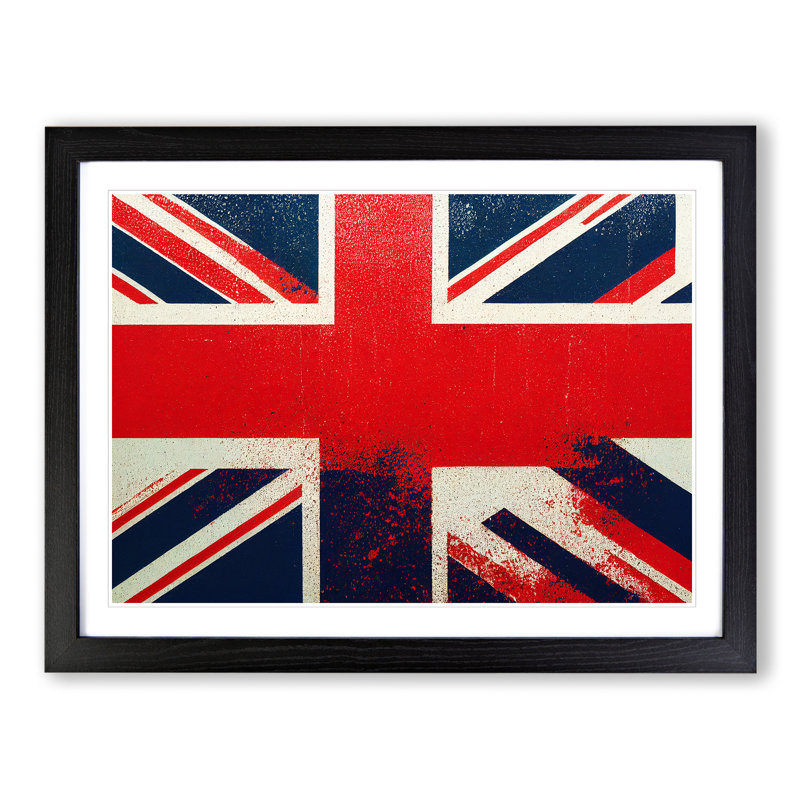 XH1022-9440X Union Jack Flag Vol.3 - Single Picture Frame Painting, Black, 25cm H x 34cm W x 2cm D