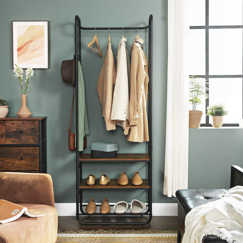 Bayoleth Metal Freestanding 4 - Hook Coat Rack, Vintage Brown