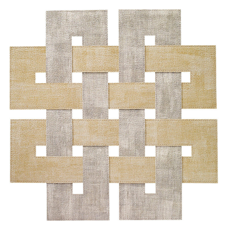Celtic Vinyl Geometric Woven Placemat, Sand Birch