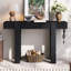Table en bois noir rustique - mode minimaliste pour les entrées, tiroir caché, prise de courant latérale, console de construction stable de 30,21 po de hauteur, vestibule de style A, matériaux