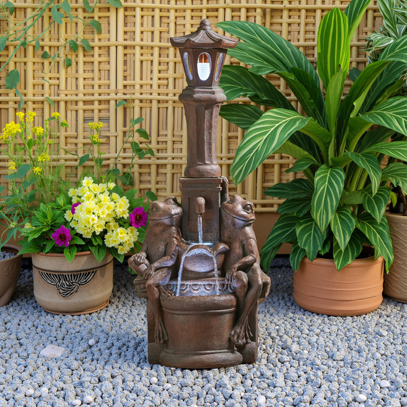 Los Sapos Outdoor Weather Resistant Floor Fountain with Lights
