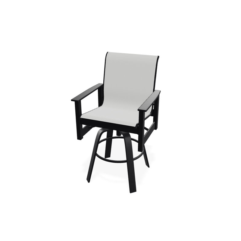 Fauteuil pivotant à hauteur de barre Leeward MGP, Noir texturé, Blanc 6D Sunbrella®