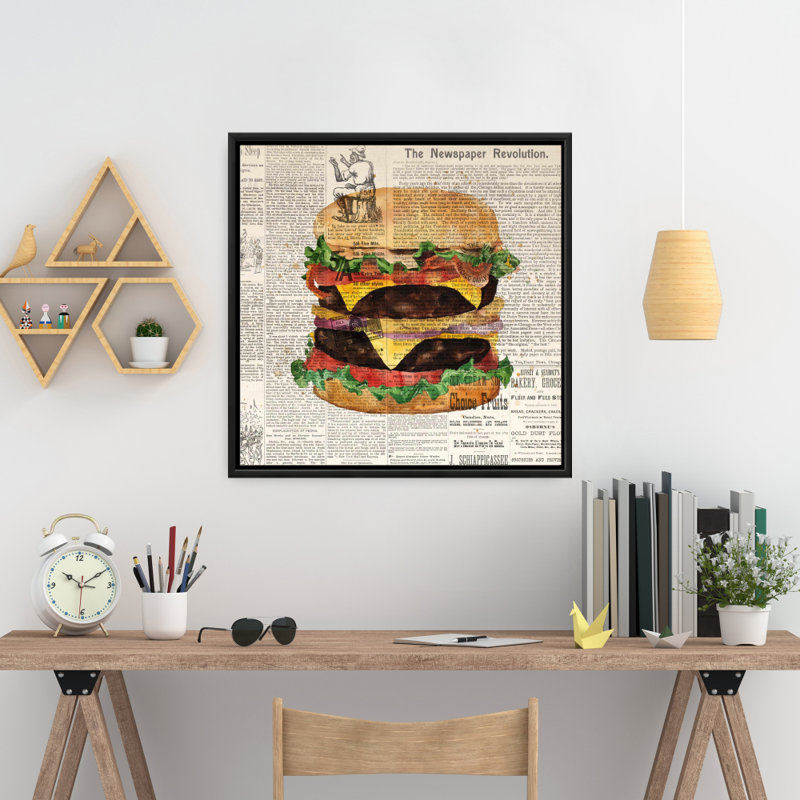 Vintage Double Cheeseburger Canvas | Home Decor Framed Art