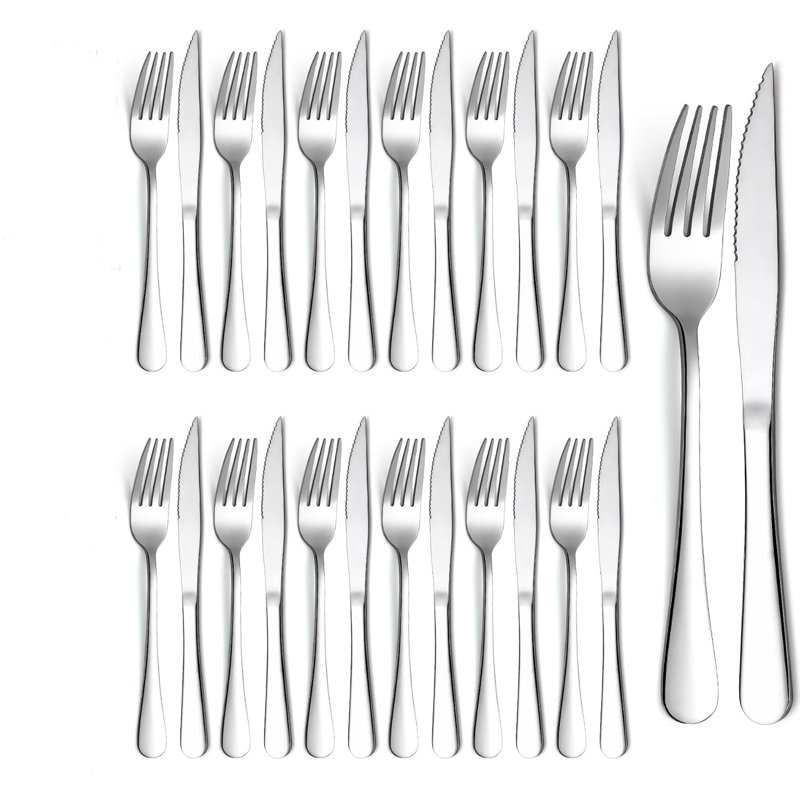 24 Piece Steak Knife Set, Silver