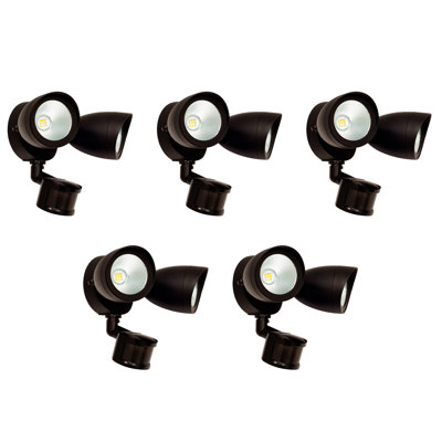 5 PK 2 - Head LED Hardwired Dusk to Dawn Outdoor Security Spotlight with Motion Sensor and Timer