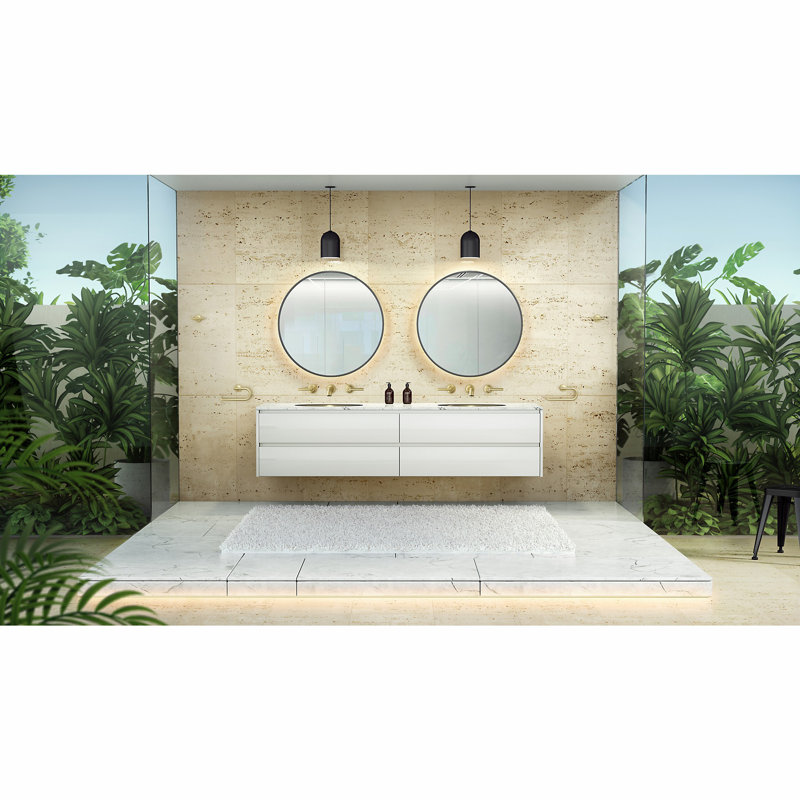 Robinet de salle de bain mural avec drain TENET, Or brossé