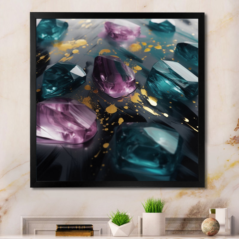 Impression sur toile Fairhill mauve et vert, impressions colorées III, H 16 po x l 16 po x P 1 po, Cadre photo noir