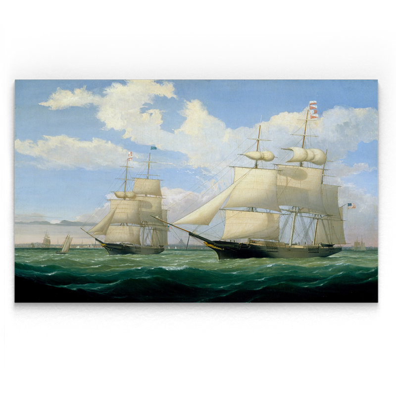 « navires à mer iii », reproduction de dessin, H 24 po x l 36 po x P 1,5 po, Toile tendue