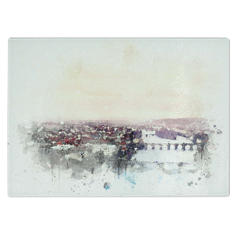 Tempered Glass Prague Czech Republic Skyline Chopping Board, 28.5 cm W x 20 cm L