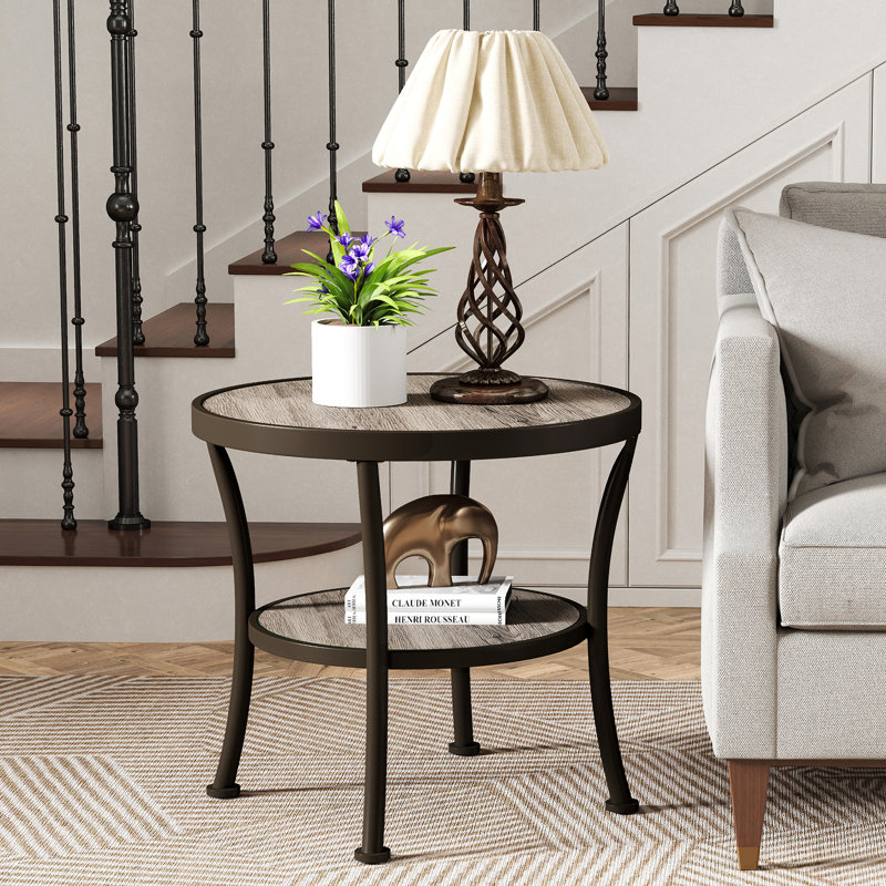 Aderes Side Table with Storage, Grey/Black