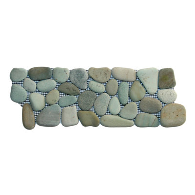 CNK Danube Natural Stone Listello Tile White Hand-Selected Interlocking Mosaic for Outdoor - 4" x 12"