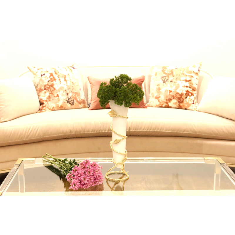 Vase de table en verre transparent / blanc 16,5 po Calise